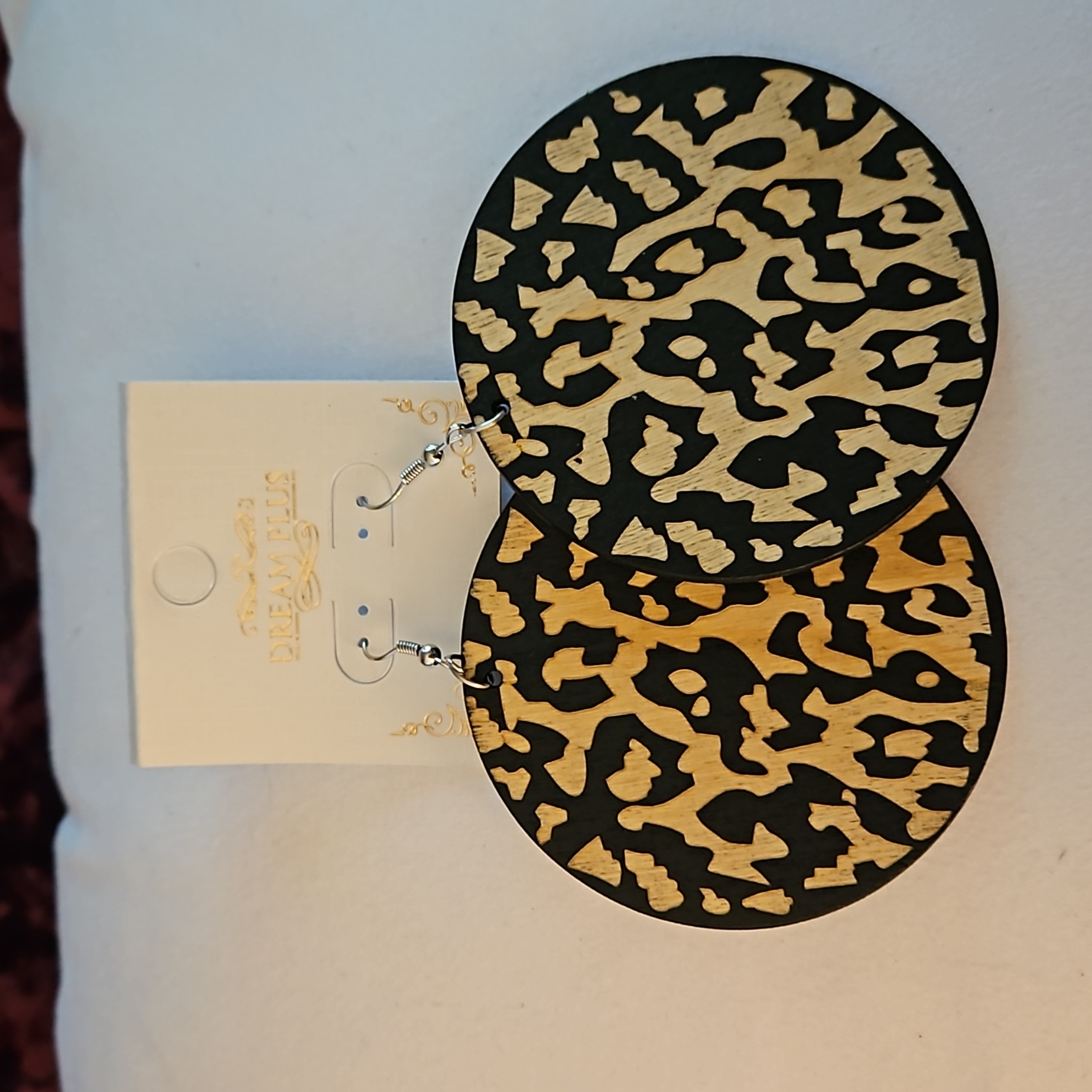 Dream Plus Leopard Print Wood Earrings